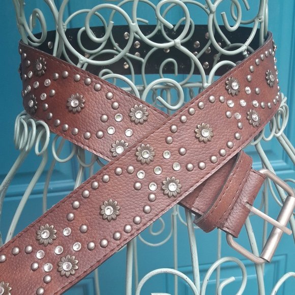 Studded Belt Wide Crystal and Metal Studs Belt NWO T - Picture 2 of 7